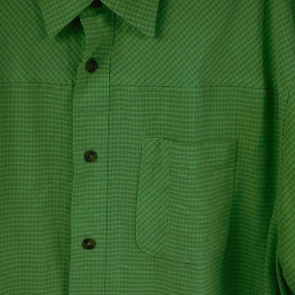 Cabelas Mens Green Gingham Style Button Up Shirt - Picture 3 of 5